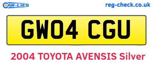 GW04CGU are the vehicle registration plates.