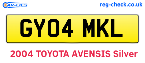 GY04MKL are the vehicle registration plates.