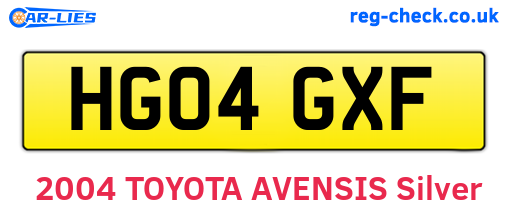 HG04GXF are the vehicle registration plates.