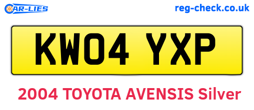 KW04YXP are the vehicle registration plates.
