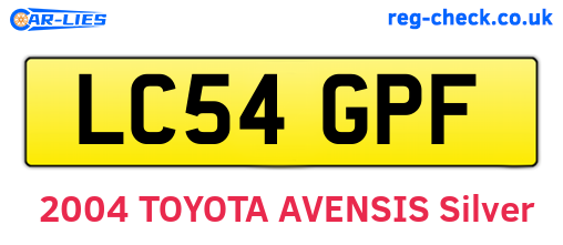LC54GPF are the vehicle registration plates.
