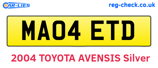 MA04ETD are the vehicle registration plates.