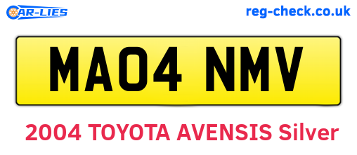 MA04NMV are the vehicle registration plates.