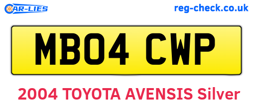 MB04CWP are the vehicle registration plates.