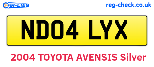ND04LYX are the vehicle registration plates.