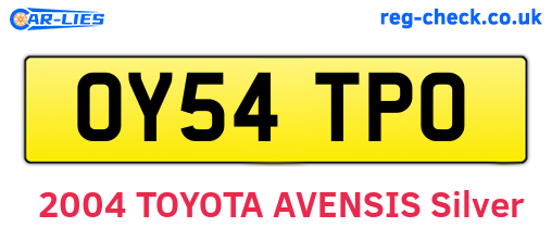 OY54TPO are the vehicle registration plates.