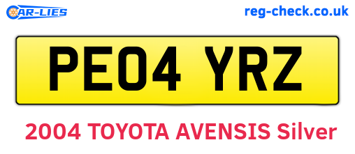 PE04YRZ are the vehicle registration plates.