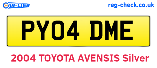 PY04DME are the vehicle registration plates.