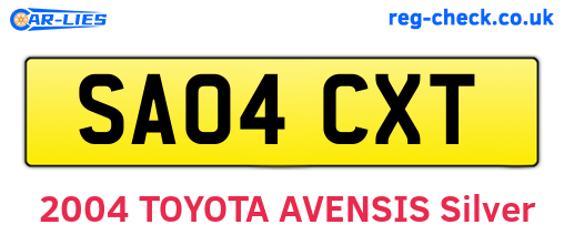 SA04CXT are the vehicle registration plates.
