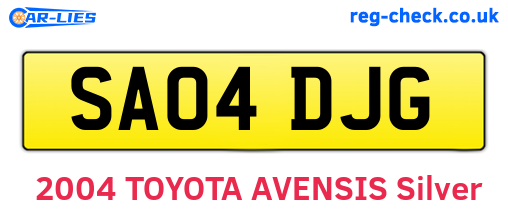 SA04DJG are the vehicle registration plates.