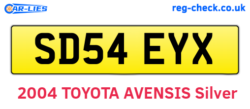 SD54EYX are the vehicle registration plates.