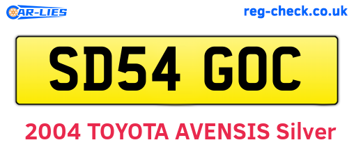 SD54GOC are the vehicle registration plates.