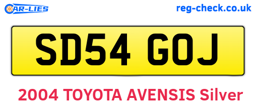 SD54GOJ are the vehicle registration plates.