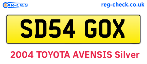 SD54GOX are the vehicle registration plates.
