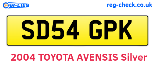 SD54GPK are the vehicle registration plates.