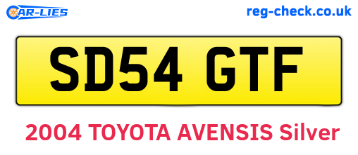 SD54GTF are the vehicle registration plates.