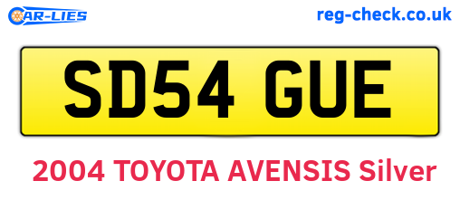 SD54GUE are the vehicle registration plates.