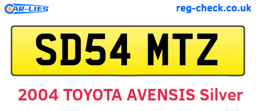 SD54MTZ are the vehicle registration plates.