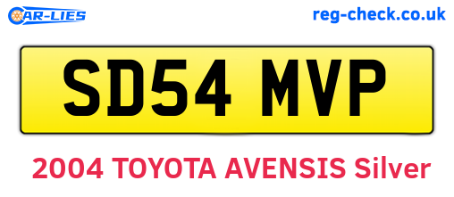 SD54MVP are the vehicle registration plates.