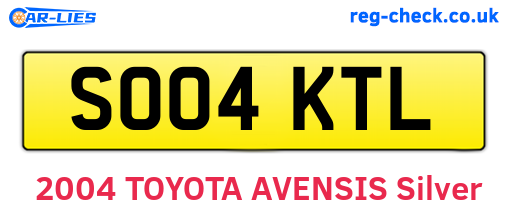 SO04KTL are the vehicle registration plates.