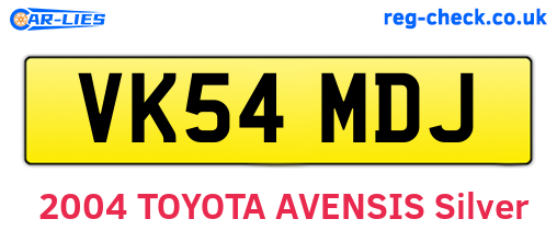 VK54MDJ are the vehicle registration plates.