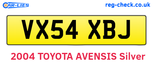 VX54XBJ are the vehicle registration plates.