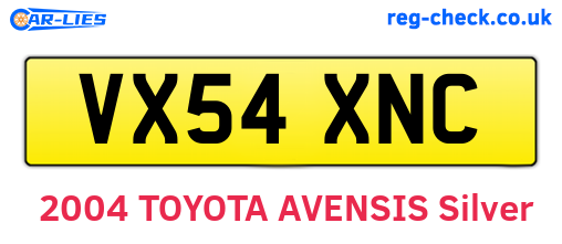 VX54XNC are the vehicle registration plates.