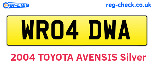 WR04DWA are the vehicle registration plates.