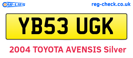 YB53UGK are the vehicle registration plates.