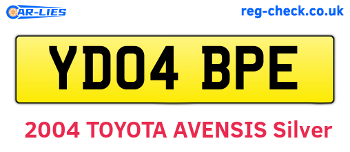 YD04BPE are the vehicle registration plates.
