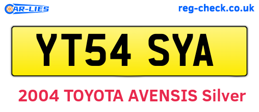YT54SYA are the vehicle registration plates.