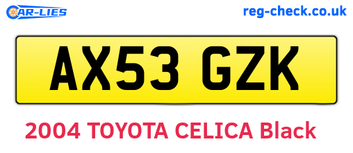 AX53GZK are the vehicle registration plates.