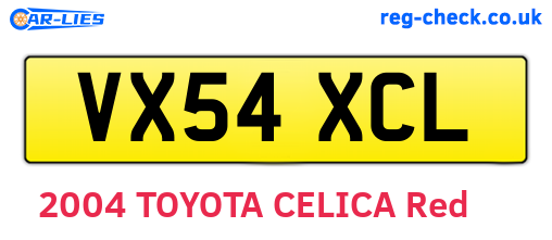 VX54XCL are the vehicle registration plates.