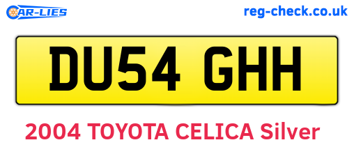 DU54GHH are the vehicle registration plates.