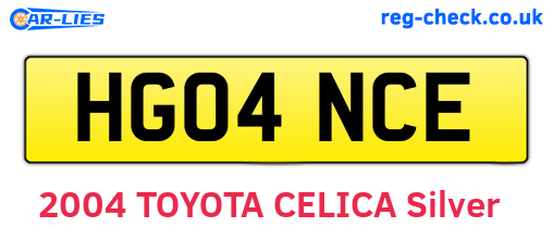 HG04NCE are the vehicle registration plates.