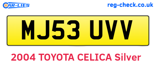 MJ53UVV are the vehicle registration plates.