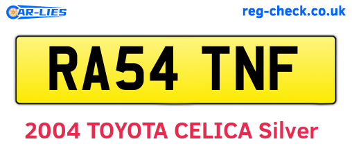 RA54TNF are the vehicle registration plates.