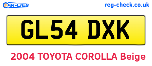 GL54DXK are the vehicle registration plates.