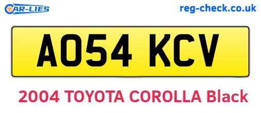 AO54KCV are the vehicle registration plates.