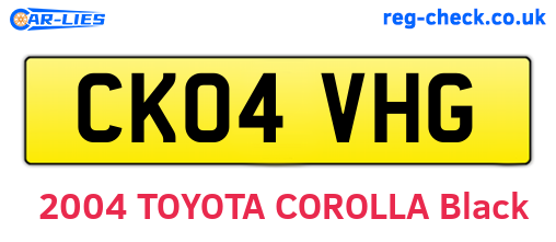 CK04VHG are the vehicle registration plates.