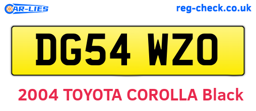 DG54WZO are the vehicle registration plates.