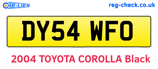 DY54WFO are the vehicle registration plates.