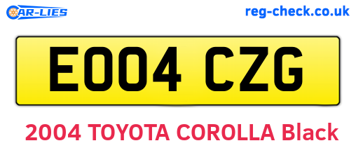 EO04CZG are the vehicle registration plates.