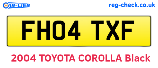 FH04TXF are the vehicle registration plates.