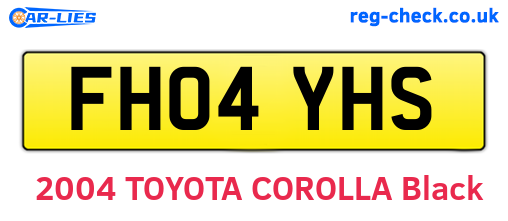 FH04YHS are the vehicle registration plates.