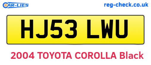 HJ53LWU are the vehicle registration plates.