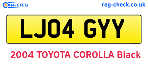 LJ04GYY are the vehicle registration plates.