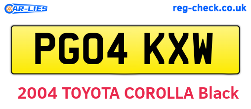 PG04KXW are the vehicle registration plates.