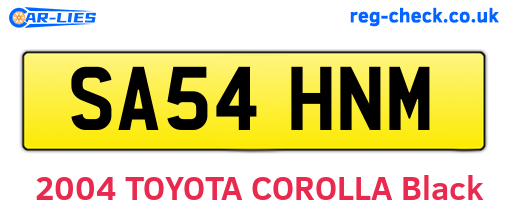 SA54HNM are the vehicle registration plates.