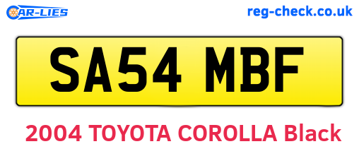 SA54MBF are the vehicle registration plates.